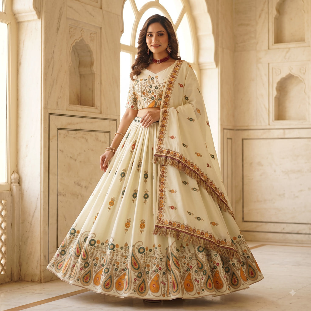 Premium Cotton Navratri Lehenga Choli Set with Real Mirror Work Dupatta