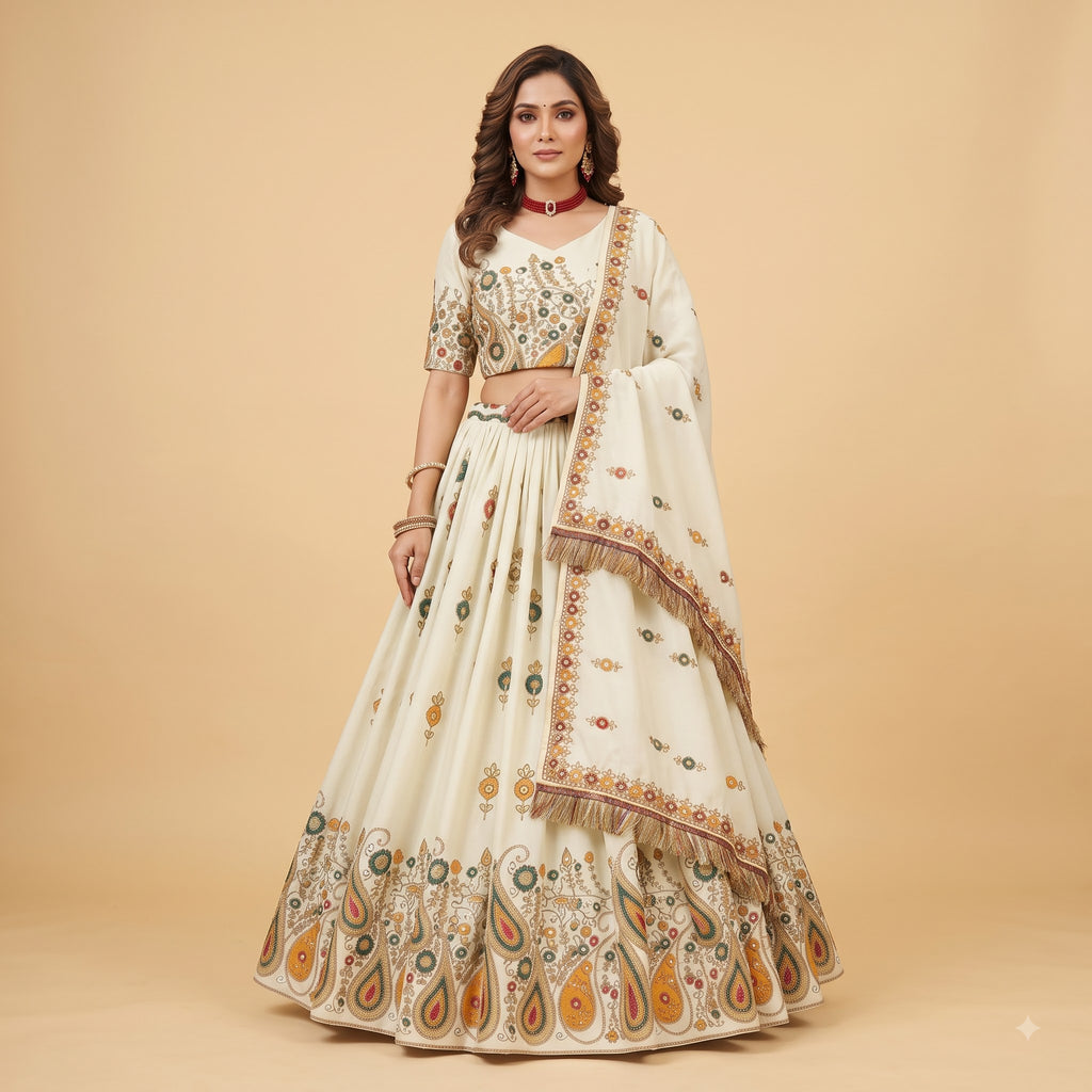 Premium Cotton Navratri Lehenga Choli Set with Real Mirror Work Dupatta