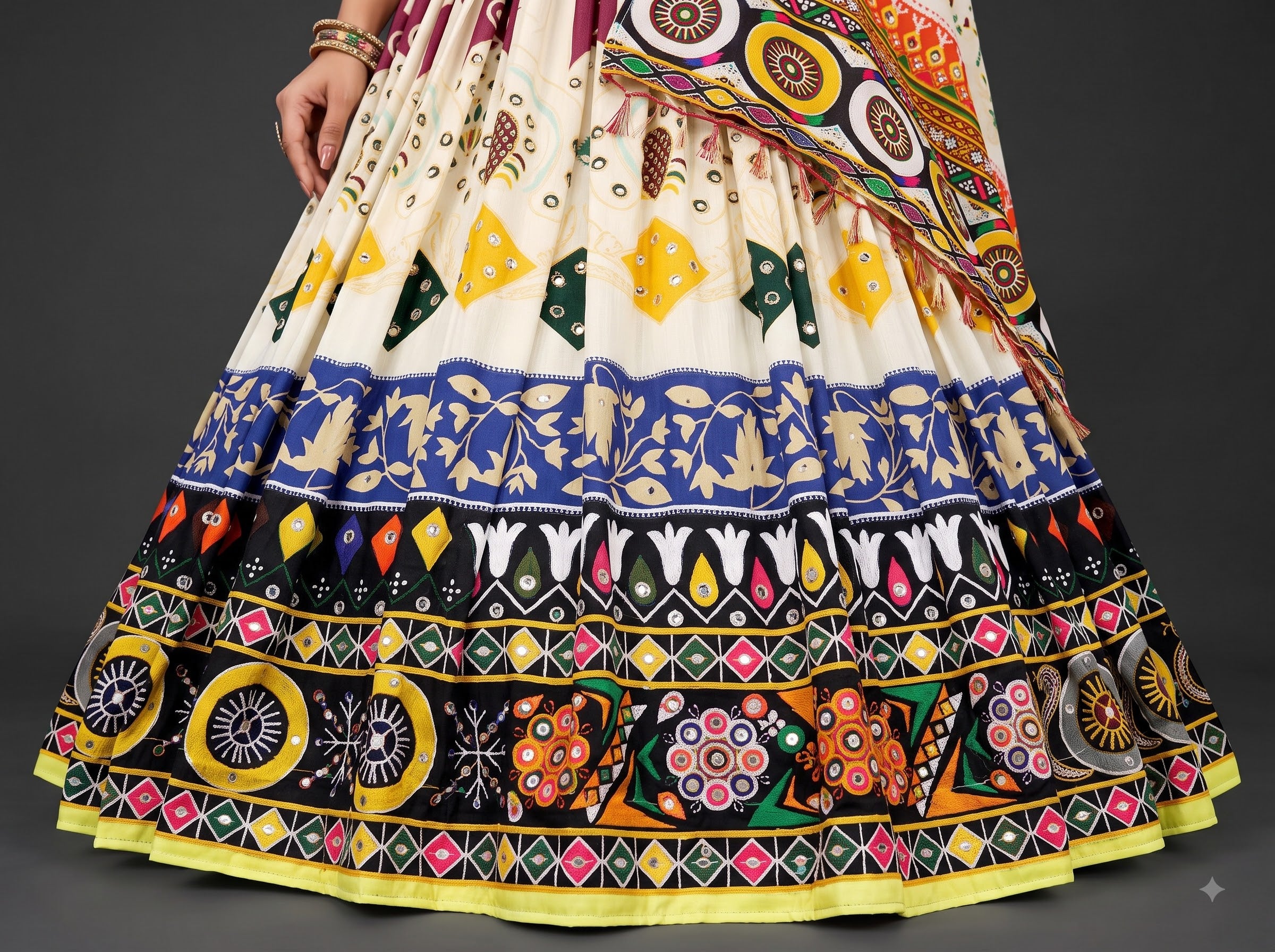 Premium Muslin Cotton Navratri Lehenga Choli Set for Women | Designer Digital Print Chaniya Choli with Mirror Work Dupatta | Garba & Dandiya Collection 2026