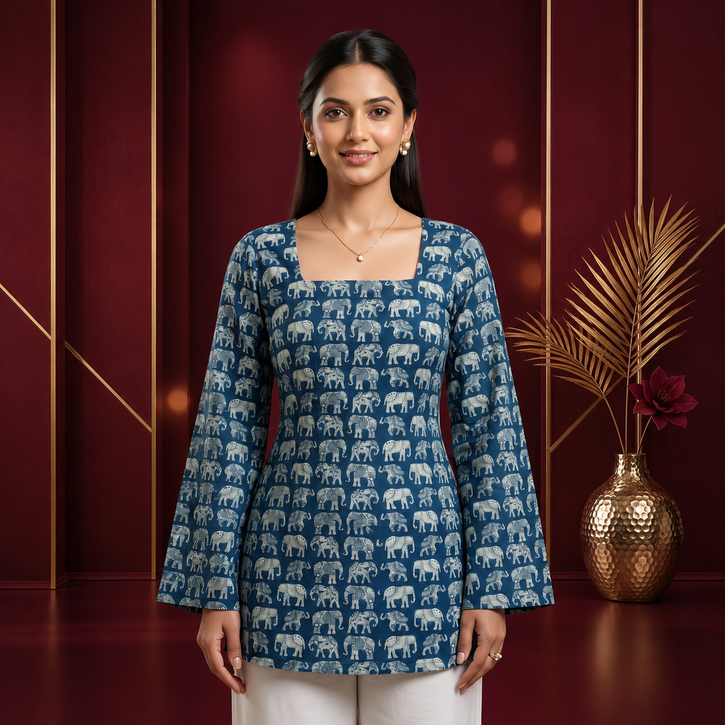 Women's Printed Heavy Rayon Short Kurti Top | Casual Everyday Ethnic Wear | Ready to Wear