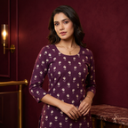 Elegant Maroon Printed Rayon Kurti | Everyday Ethnic Fashion for Women | Ready to Wear