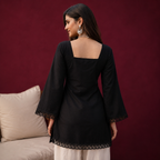 Luxe Roman Silk Lace Detail Short Kurti for Women | Elegant Everyday & Festive Ethnic Wear