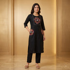 Women's Embroidered Slub Cotton Kurta Pant Set | Premium Cotton Ethnic Wear