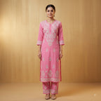 Blush Pink Embroidered Cotton Kurta Set for Women | Premium Everyday Ethnic Wear