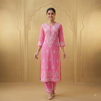 Blush Pink Embroidered Cotton Kurta Set for Women | Premium Everyday Ethnic Wear