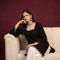 Luxe Roman Silk Lace Detail Short Kurti for Women | Elegant Everyday & Festive Ethnic Wear