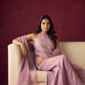 Luxe Crunchy Silk Kurti Palazzo Set for Women | Sequence Embroidery with Organza Dupatta