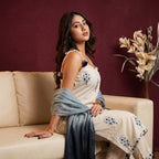 Cotton Flex Embroidered Kurta Set for Women | Kota Check Dupatta & Bottom