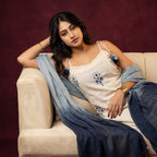 Cotton Flex Embroidered Kurta Set for Women | Kota Check Dupatta & Bottom