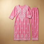 Blush Pink Embroidered Cotton Kurta Set for Women | Premium Everyday Ethnic Wear