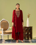 Premium Georgette Silk Embroidered Kurti Set with Bottom & Lace Dupatta