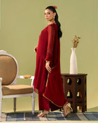 Premium Georgette Silk Embroidered Kurti Set with Bottom & Lace Dupatta