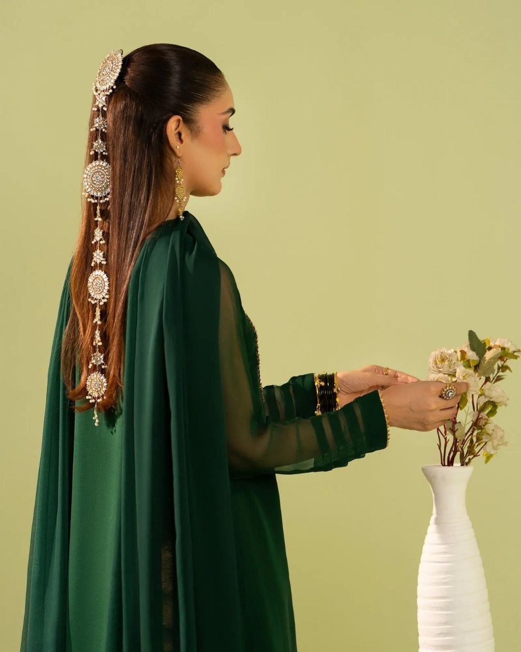 Premium Georgette Silk Embroidered Kurti Set with Bottom & Lace Dupatta